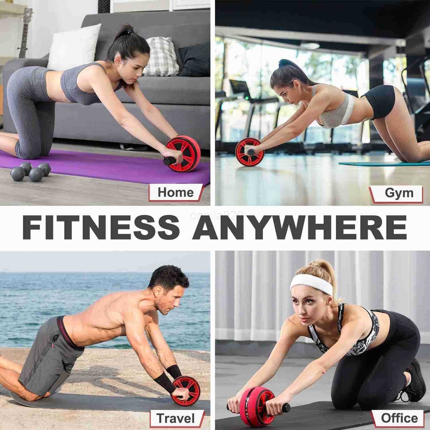 Ab Roller Wheel Abs Workout Equipment for Abdominal Core Strength Training Exercise Wheels for Home Gym Fitness Wider Ab Machine with Knee Pad Accesso