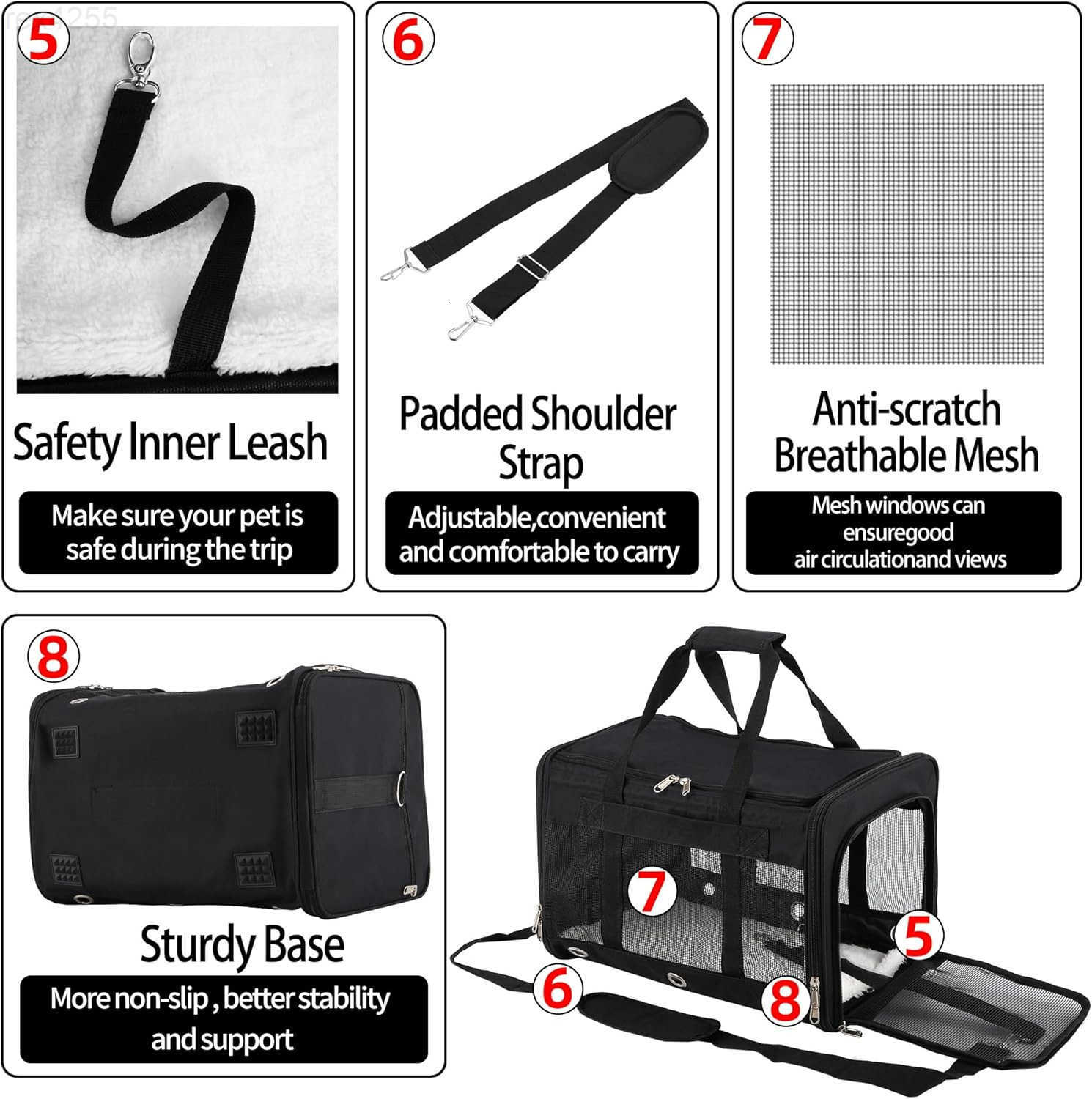 Soft Sided CatDog CarrierCollapsible Pets Travel Carriers for PetPuppy with Shoulder Strap Removable MatMesh Top Load Small DogsCats Carry Bag Up to 1