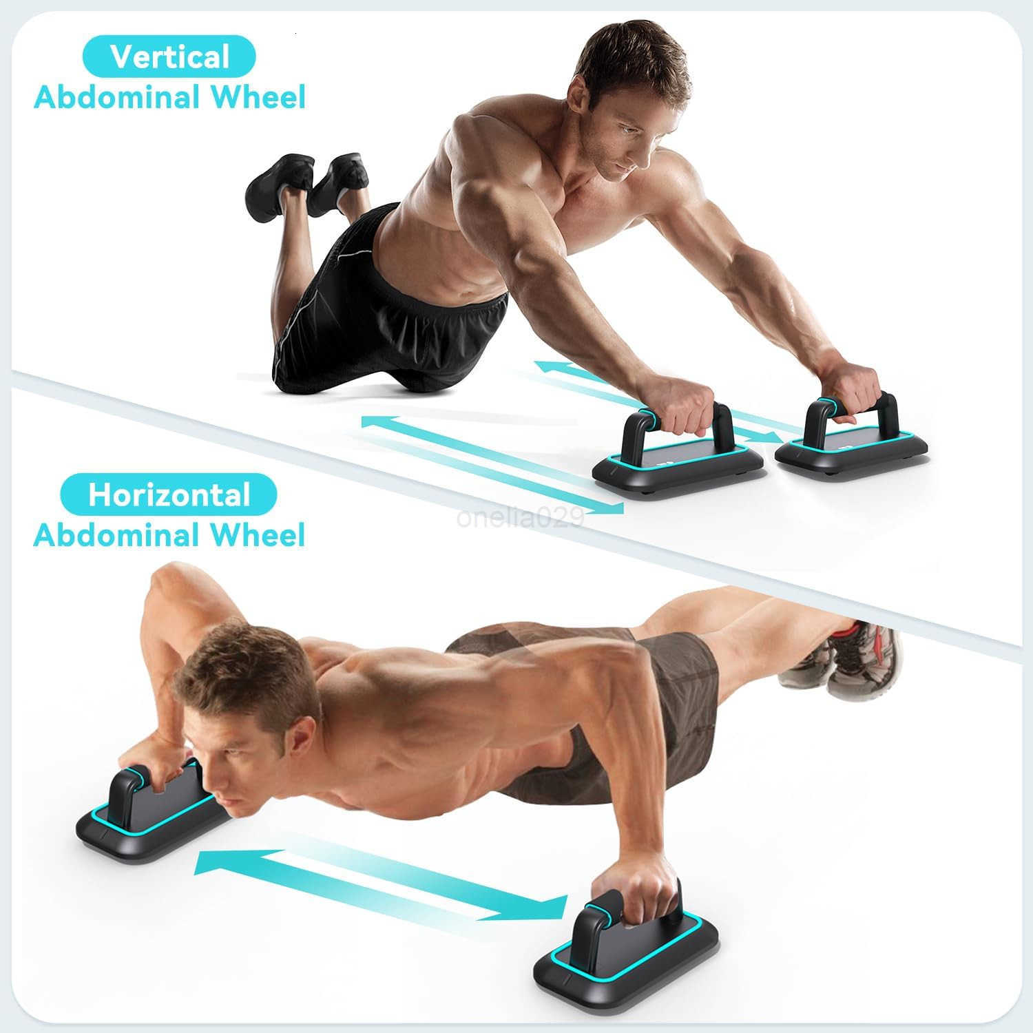 2in1 PushUp Bar and Ab Roller for Men Lightweight Portable Pushup Handles Perfect Pushups Equipment Ab Wheel Roller for Abs Workout Ideal Push Up Stan