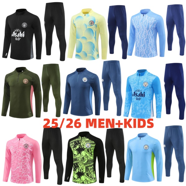 2025 2026 mans tracksuit Citys HAALAND half zip Training Suit MEN Kids 23/24/25/26 Long sleeve Sportswear Football 2023 2024 Boys girls Survatment Foot chandal