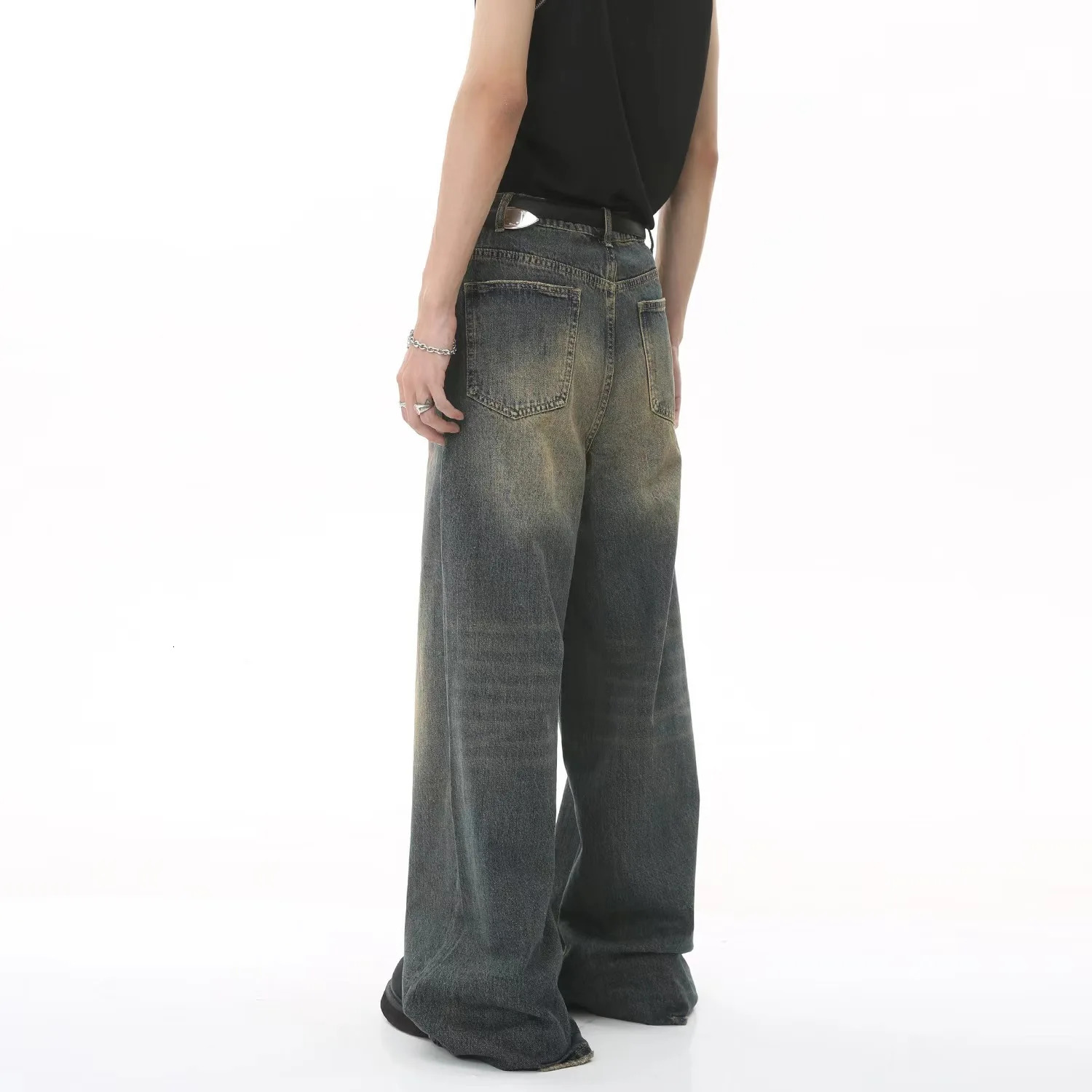 Baggy jeans men Mopping pants jeans Mens Denim Pant Nostalgic Washed Male Jeans Straight Casual Menwear Loose Wide Leg Trousers 250903 - view 5