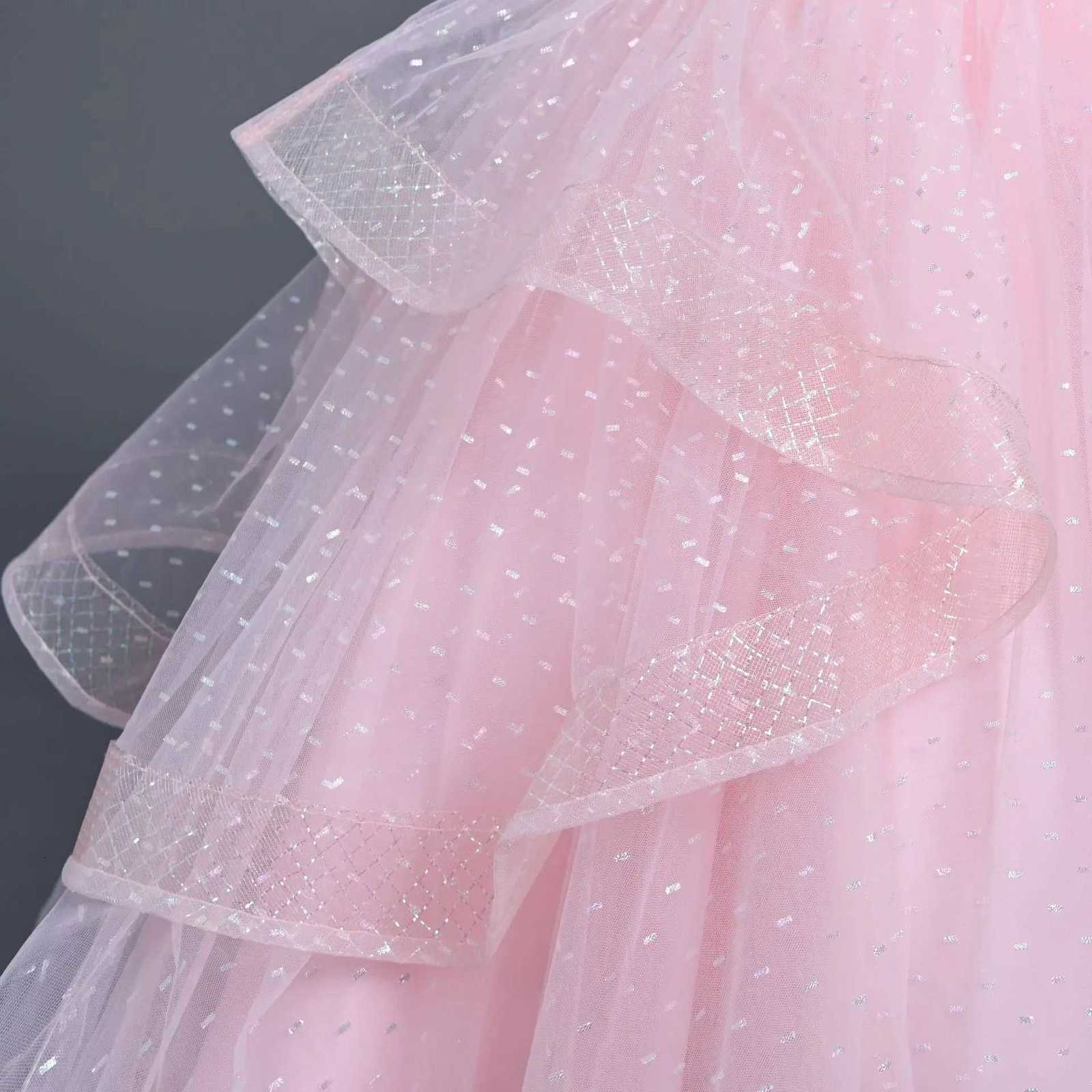 Youth Girls Summer New Sequin Bubble Sleeves Long Mesh Fluffy Skirt School Graduation Ceremony Fashion Grand Evening Dress Z250904