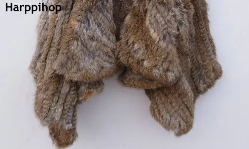 Harppihop Rabbit Fur Vest Women Knitted Rabbit Fur Gilet Handmade Knitted Female Trend Fur Vest Nature Waistcoat Export Fur 250823