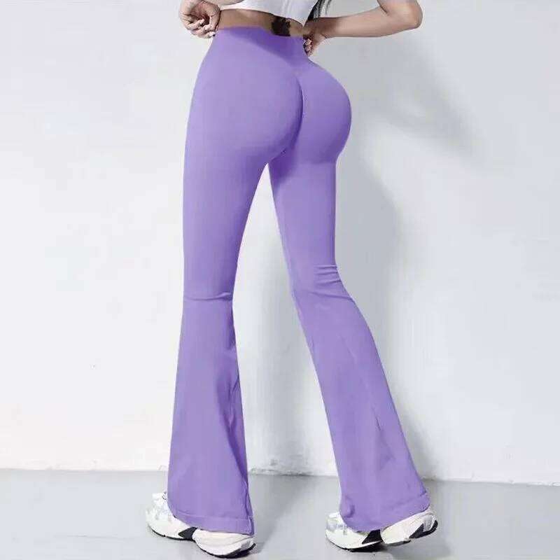Women's High-Waist Flare Leggings Yoga Gym Fiess Sports Tummy Control Casual Sweat Pants