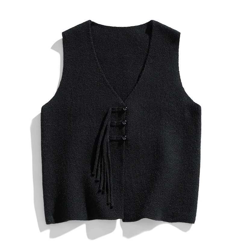 Solid Sweater Vest Men Brand Fashion Vneck Knit Vest Trendy Versatile Loosefit Shoulder Jacket for Spring Autumn Vest CardiganXJ250904