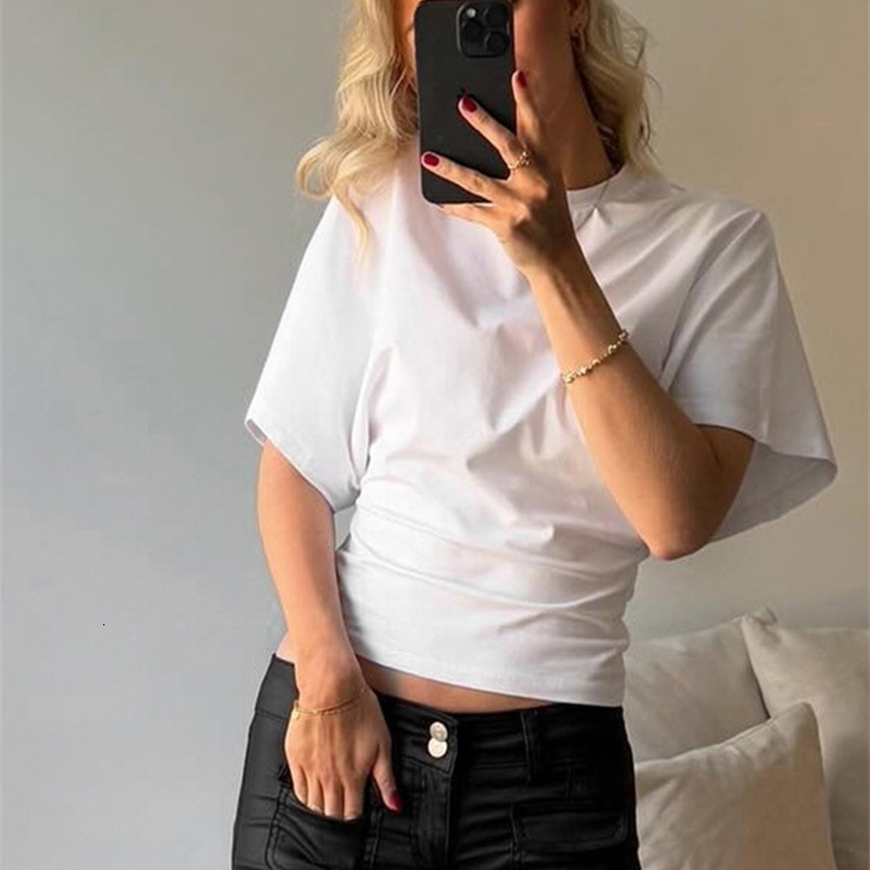 Fashion Casual Solid Gray Cropped Tshirt Woman Clothes Oneck Corset Tops Streetwear Girls Spring Summer Short Tee Shirts w250903