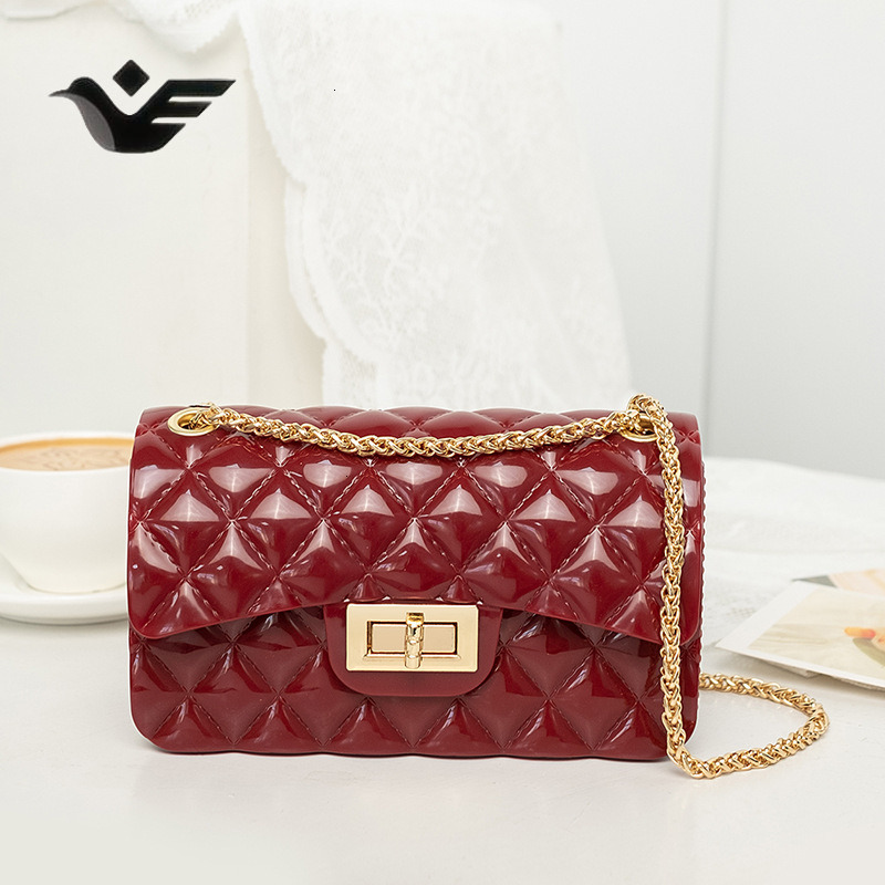 Feiyan Free Shipping New Designer Bag Luxury Shopping Bag Women's Single Shoulder Bag Thick Chain Lock Jelly Small Square Bag Fashionable