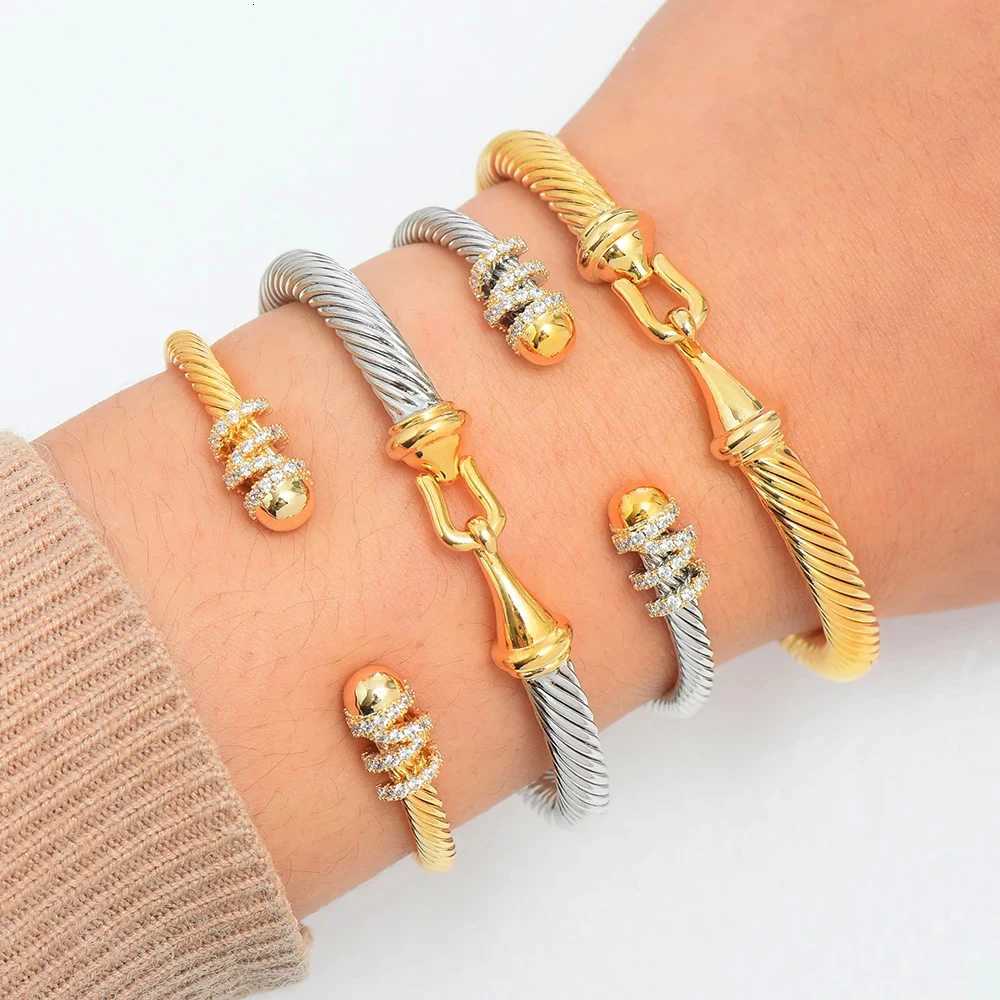 Missvikki design Stackable Bangle For Wen Bridal Wedding Cubic Zircon OPen Bangle Dubai Bracelet Party Jewelry Y250904