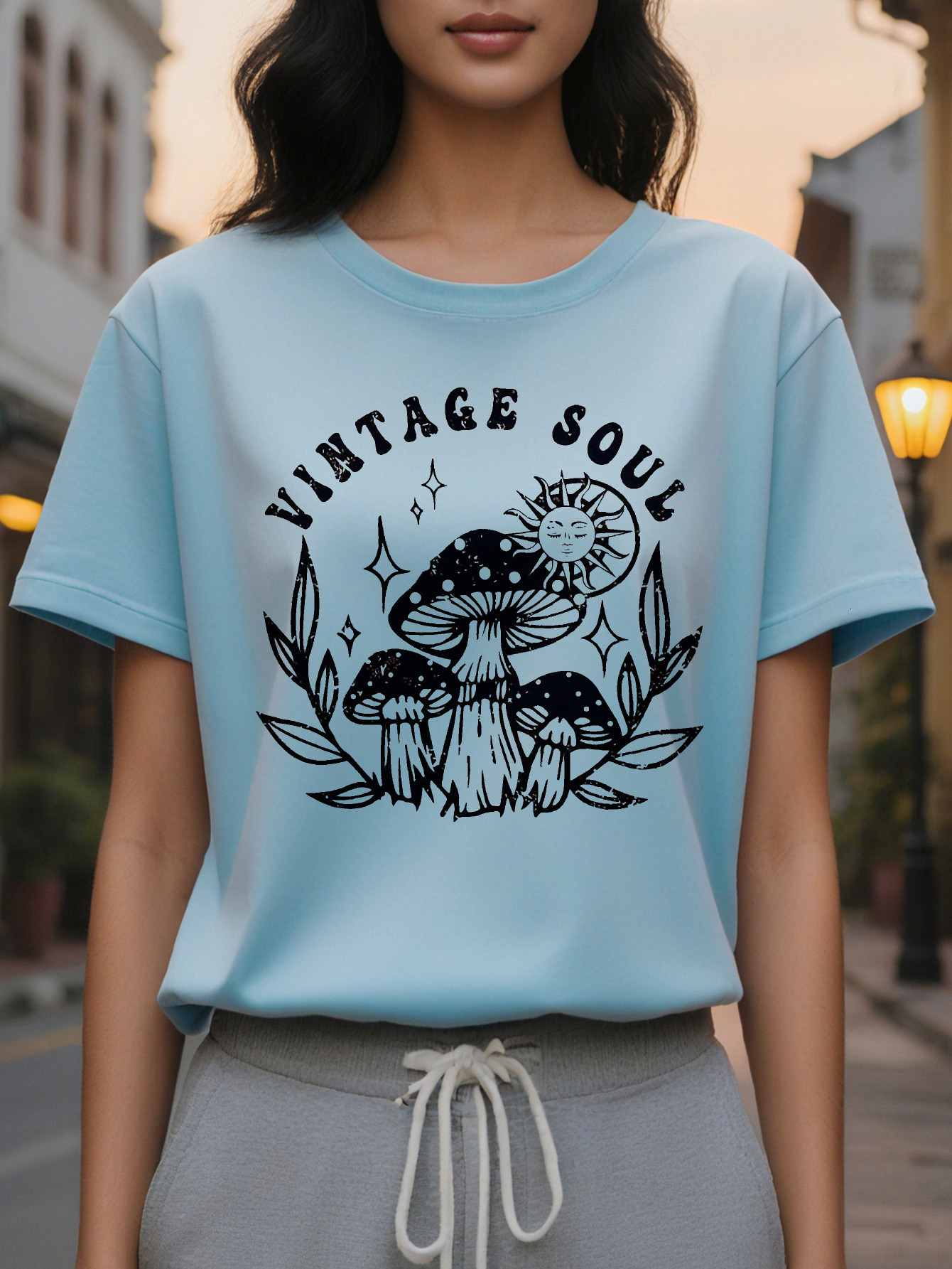 Large XL Yellow Retro Soul Mushroom Graphic Sleeveless Tank Top Casual Comfortable Cotton Washable Women's Fashion Plus Size