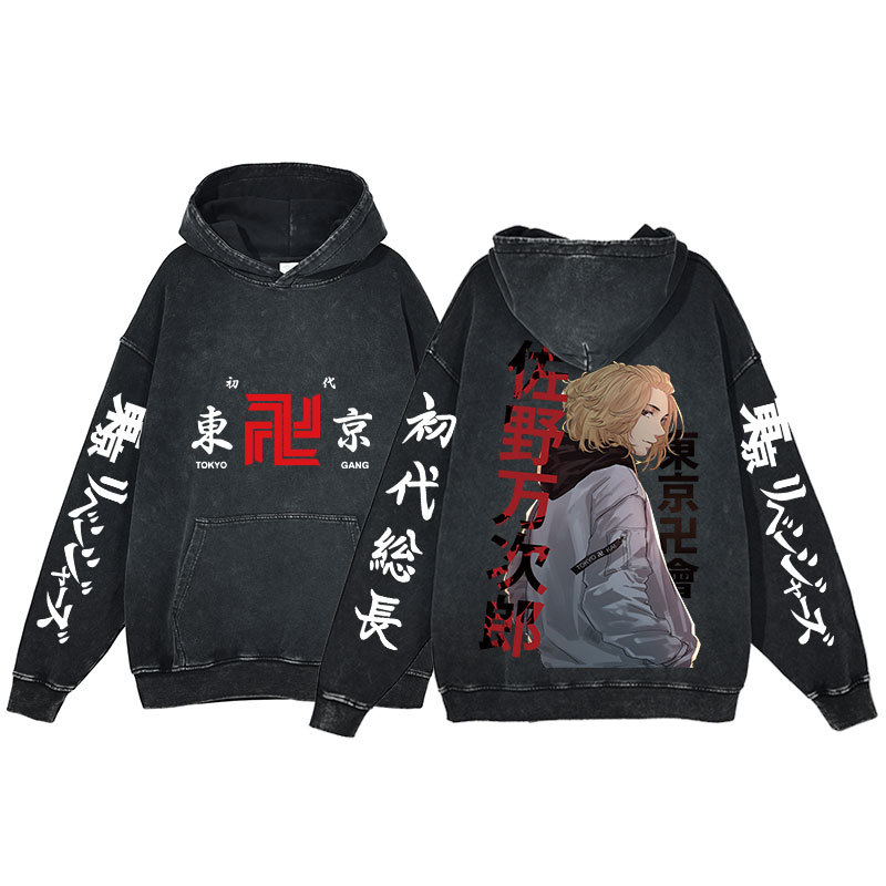 Anime Tokyo Revengers New Hoodie Print Harajuku Washed Hooded Sweatshirt Men's - VT2745