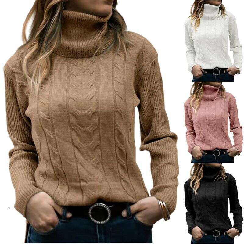 Women's Clothing Autumn And Winter New Solid Color Turtleneck Retro Long Sleeved Sweater Women's Clothing