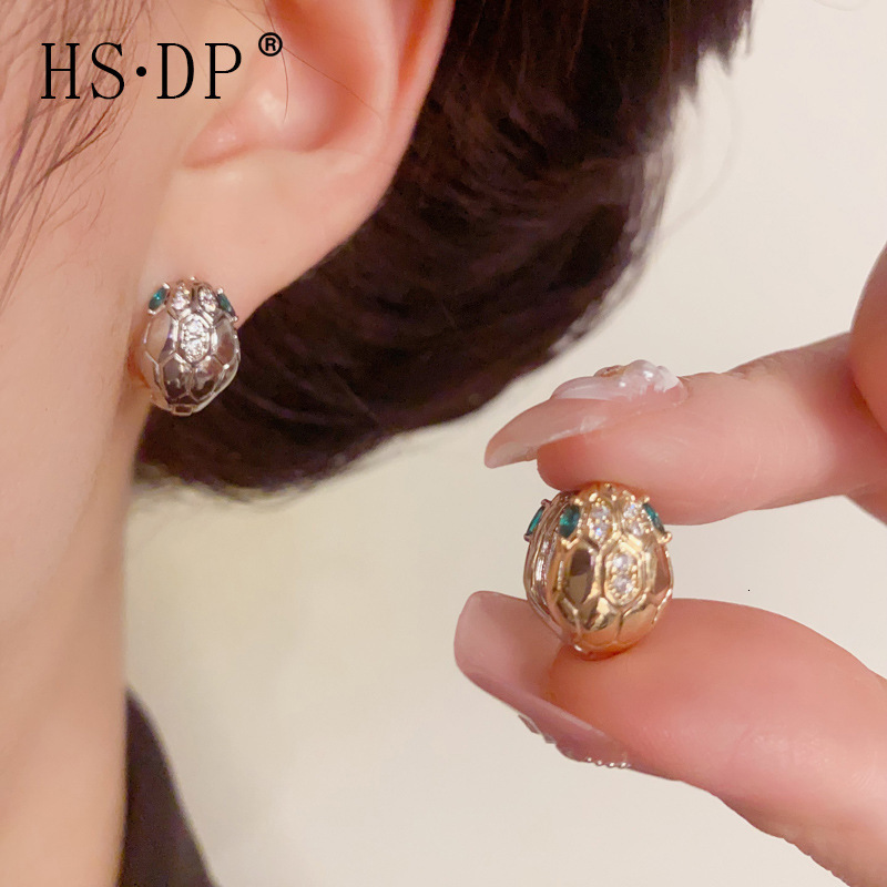 French Fashion Gold And Silver Block Snake Shaped Earrings Light And Luxurious Retro Designer Luxurious Free Shipping High-quality Earrings