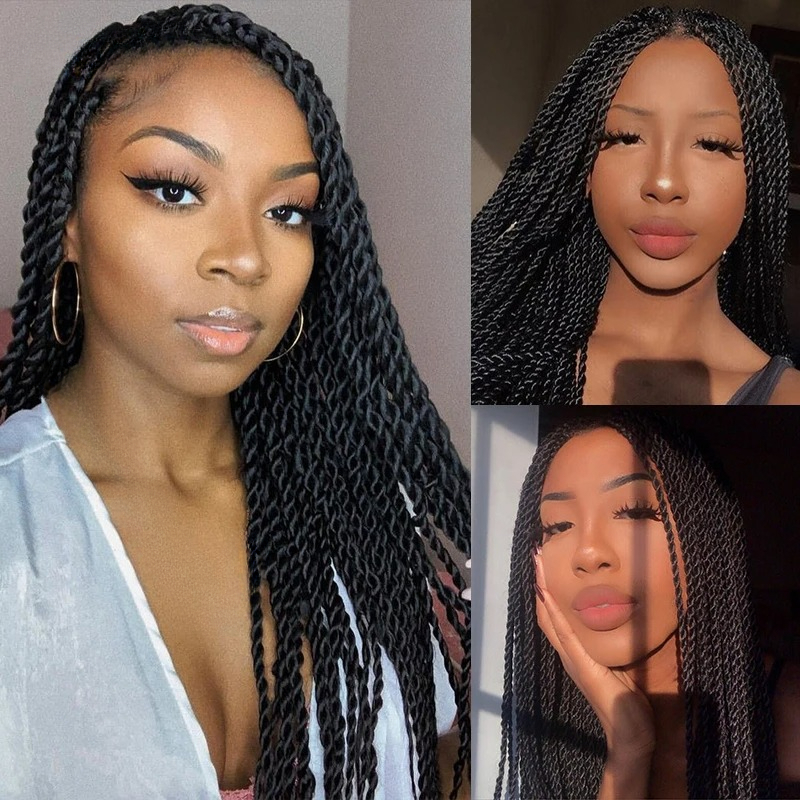 200 Density 360 Full Lace Wig Black Braids Wig Free Part Brazilian Lace Front Wig With Baby Hair Jumbo Braided Wigs for Black Women