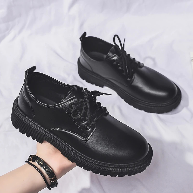 Summer Mens Thick Soled Oxford Thick Leather Thick Soled Shoes Mens Derby Casual Shoes Mens Square Head Dress Shoes 250903