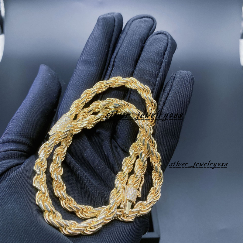 Wholesale 18K Gold Plated 8mm Iced Miami Rope VVS D Colour Moissanite Choker for Men Hip Hop Necklace for Parties