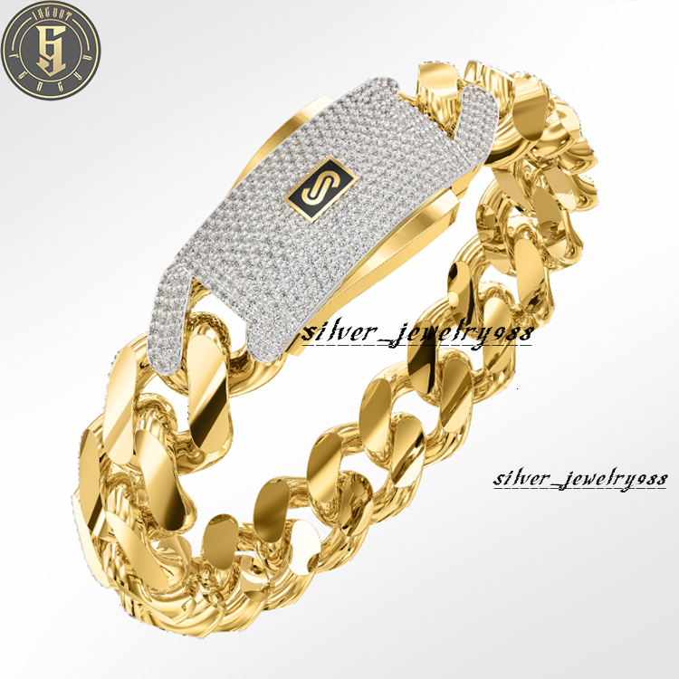 Monaco Chain Custom Jewelry 10K 14K 18K Gold Plated Mens Bracelet Classic Pav Lock Moissanite Diamond Miami Cuban Link Bracelet