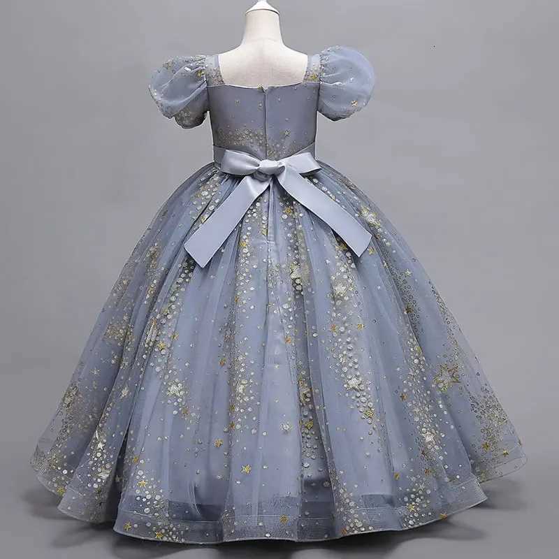 Fashion Girls Sequin Dress Short Sleeve Children Birthday Dress Summer Flower Girl Dresses for Weddings Ages 3-14 Z250904