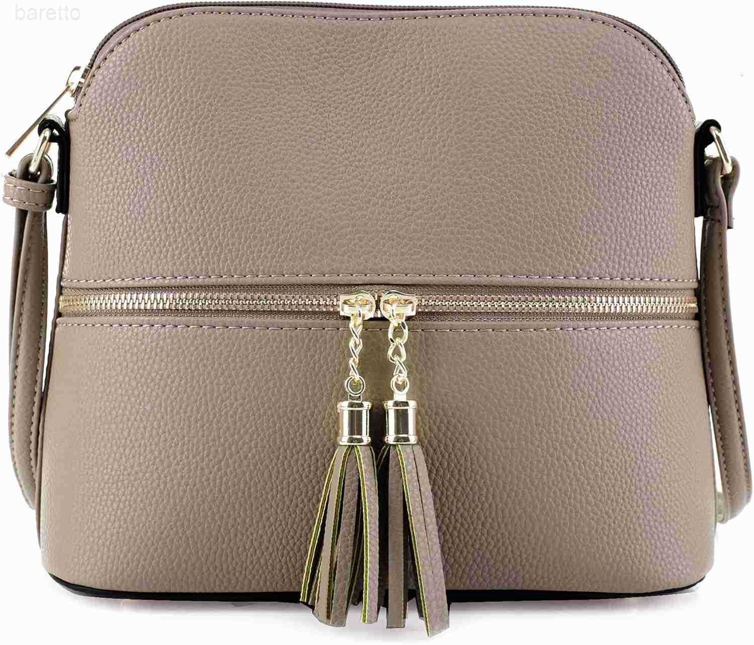 Lunar Lightweight Medium Dome Crossbody Bag Shoulder Bag with Tassel Zipper Pocket Adjustable Strap M250903