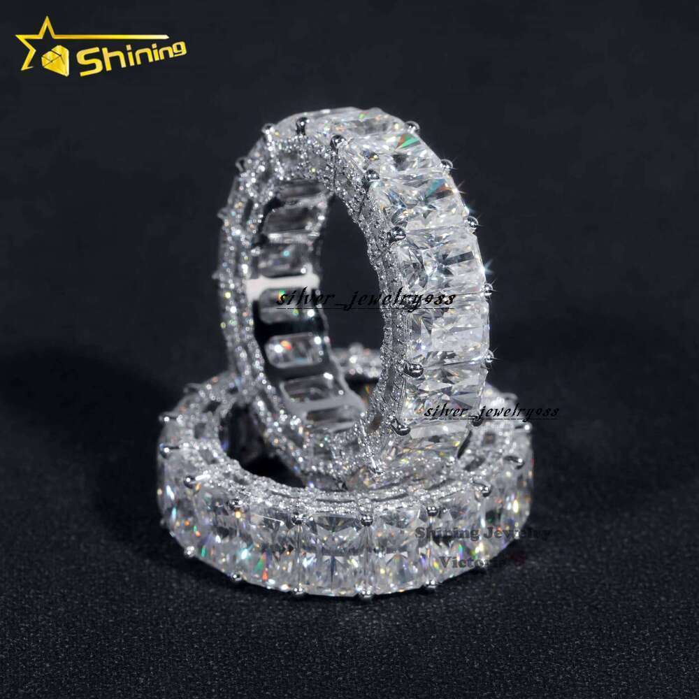 10K 14K Real Gold Wedding Full Lab Grown VVS Moissanite Dia Jewelry Engagement Eternity Band Ring