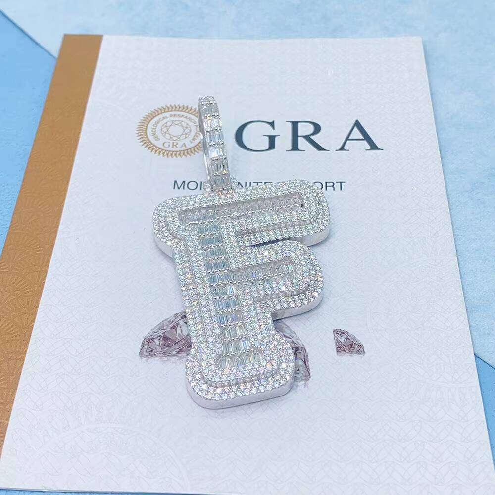 Sterling Sier Fashion Jewelry Necklace Hip Hop Moissanite Letter Pendant Gift