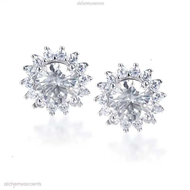 Goldleaf Fine GRA Certified Sier VVS Moissanite Stone Dainty Dia Stud Earrings for Women Romantic