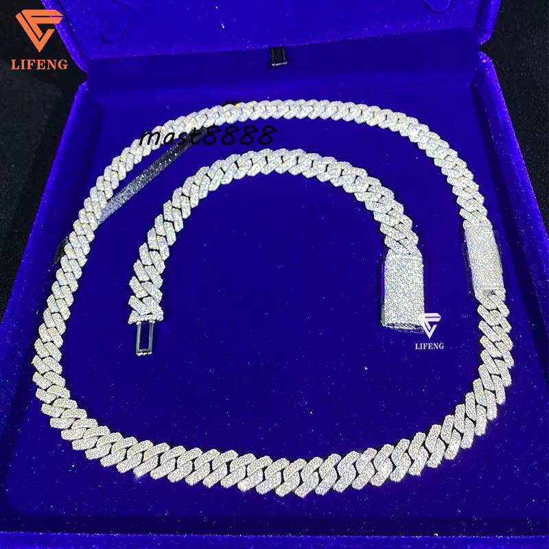 Luxury Custom 10mm Miami Iced Cuban Link Chain Gold Plated Solid 925 Sterling Silver Necklace for Men Mens Jewelry