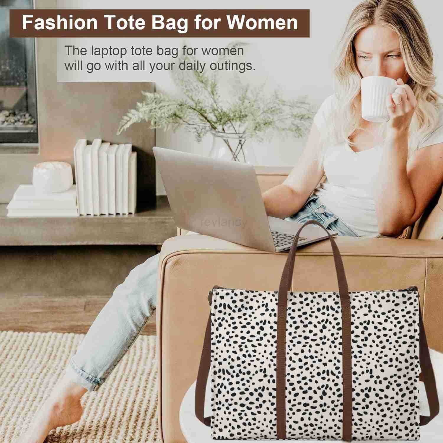 Tote Bag for Women Work 156 inch Canvas Shoulder Bags Computer Messenger Purse Teacher Handbag Office BriefcaseW250904