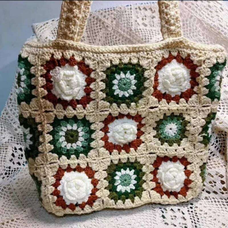 Handmade 3D Camellia Shoulder Handbag, Women's Shopping with Inner Lining, Beautiful Flower Bag, Storage Bag