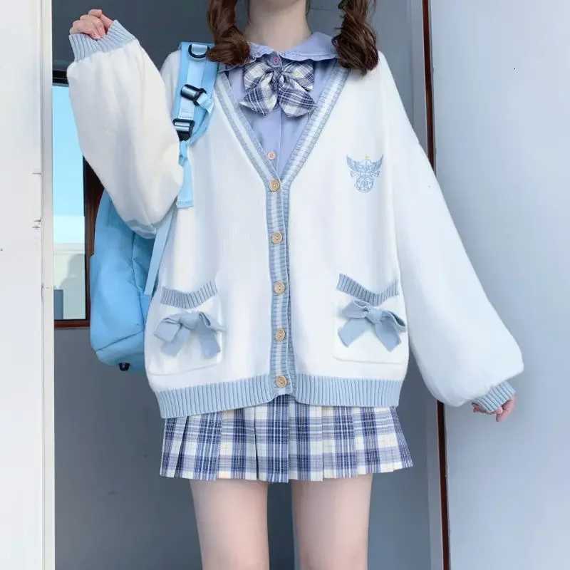 2025 Autumn Winter Women Sweater Loose Japanese Style Sweet Knitted Cardigan Embroidery Oversize Harajuku Female Cardigans Cute M250904