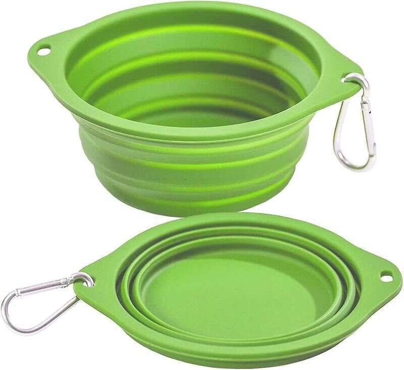 famous brand Packs Collapsible Plastic Rimless Dog Travel Portable Two Handle Water Bowl For Camping Hiking ML Lime Green
