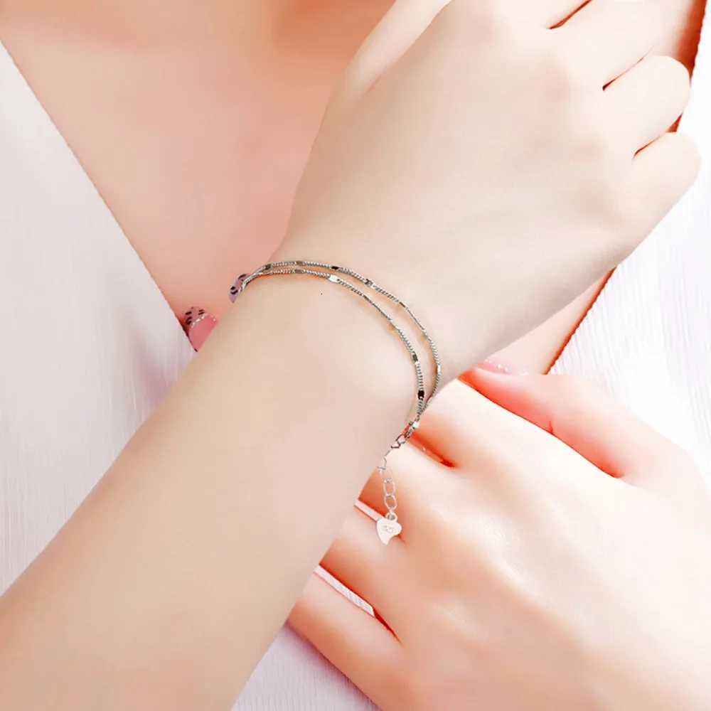 Cute Sweet Double Layer Bracelet for Women New Temperament Stainl Steel Bangle Jewelry Accory Colorfast Best Friend GiftXJ250904