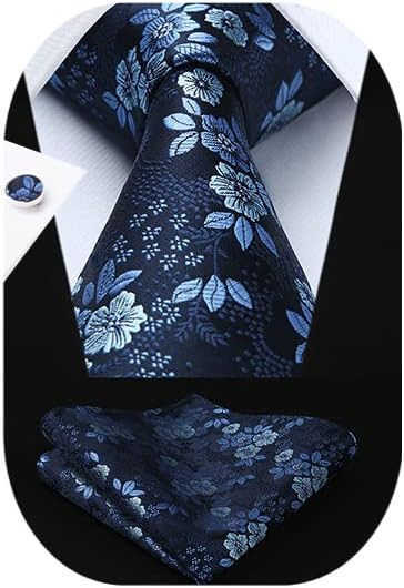 Ties for Men Floral Tie Handkerchief Cufflinks Set Formal Flower Classic Mens Necktie Pocket Square WeddingW250904