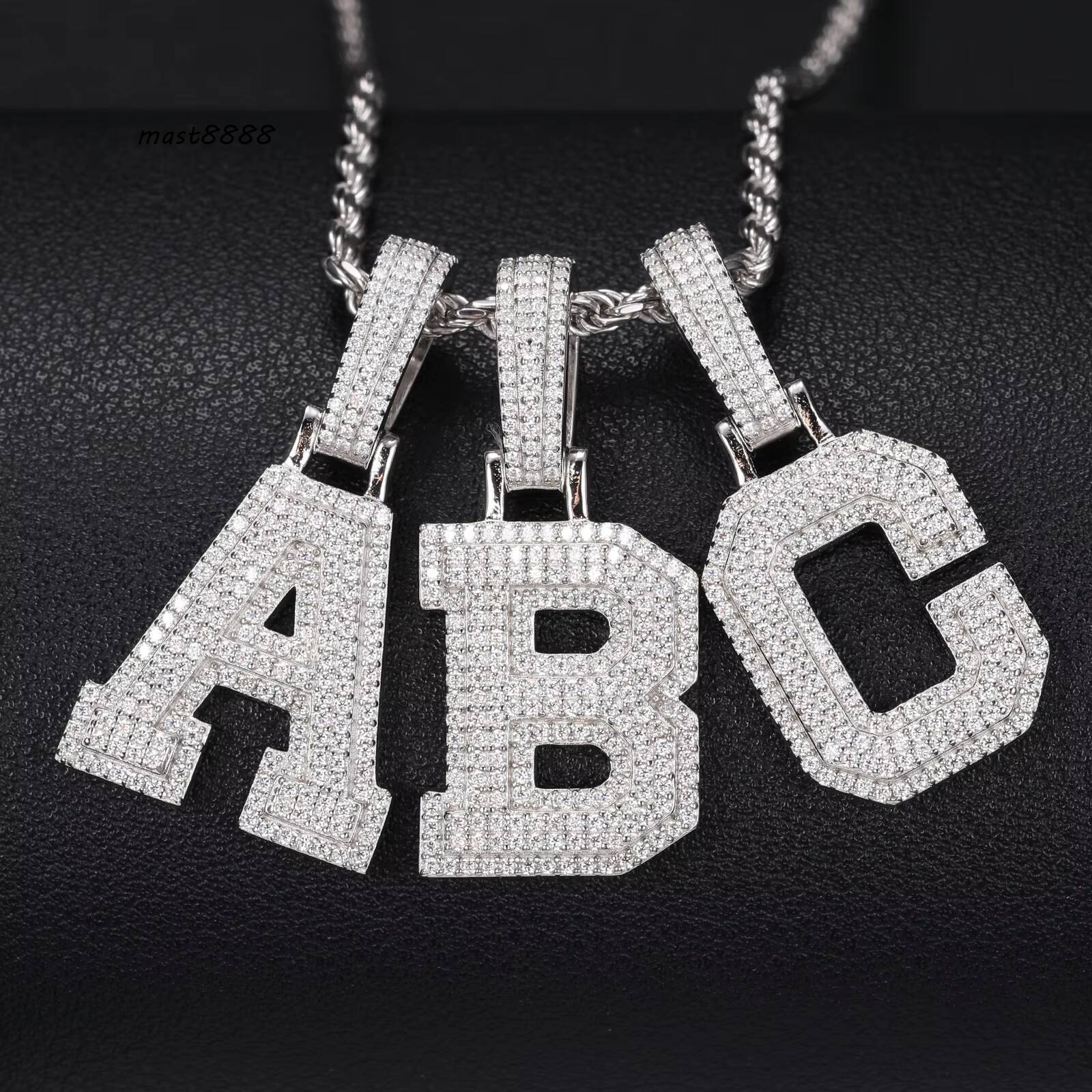 925 Silver Moissanite Letter Pendant Elegant Hip Hop Necklace with Rhodium Plating Gold Jewelry Ice Out Design