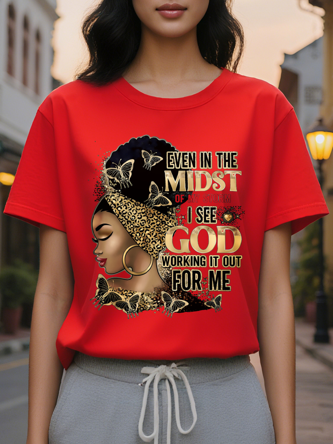 Large XL For Spring Summer Women's Cartoon Portrait Letter Print Casual Short Sleeve Top T-Shirt Plus Size