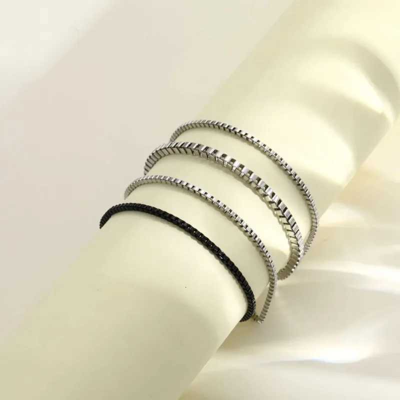 4PcsSet Stainl Steel Adjustable Box Chain Bracelets for Men Simple Vintage Silver Color Cuban Bangle Sets Party Jewelry GiftXJ250904