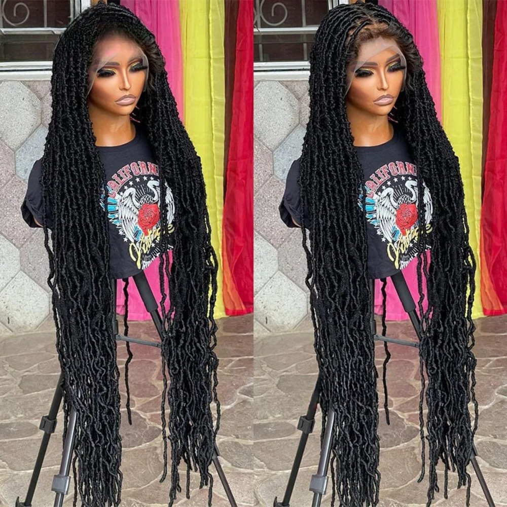 36 Inches Synthetic Lace Braided Wigs Butterfly Braids Lace Front Wig For Black Women Braid Wigs On Sale Clearance Box Braids Lace Frontal Wig