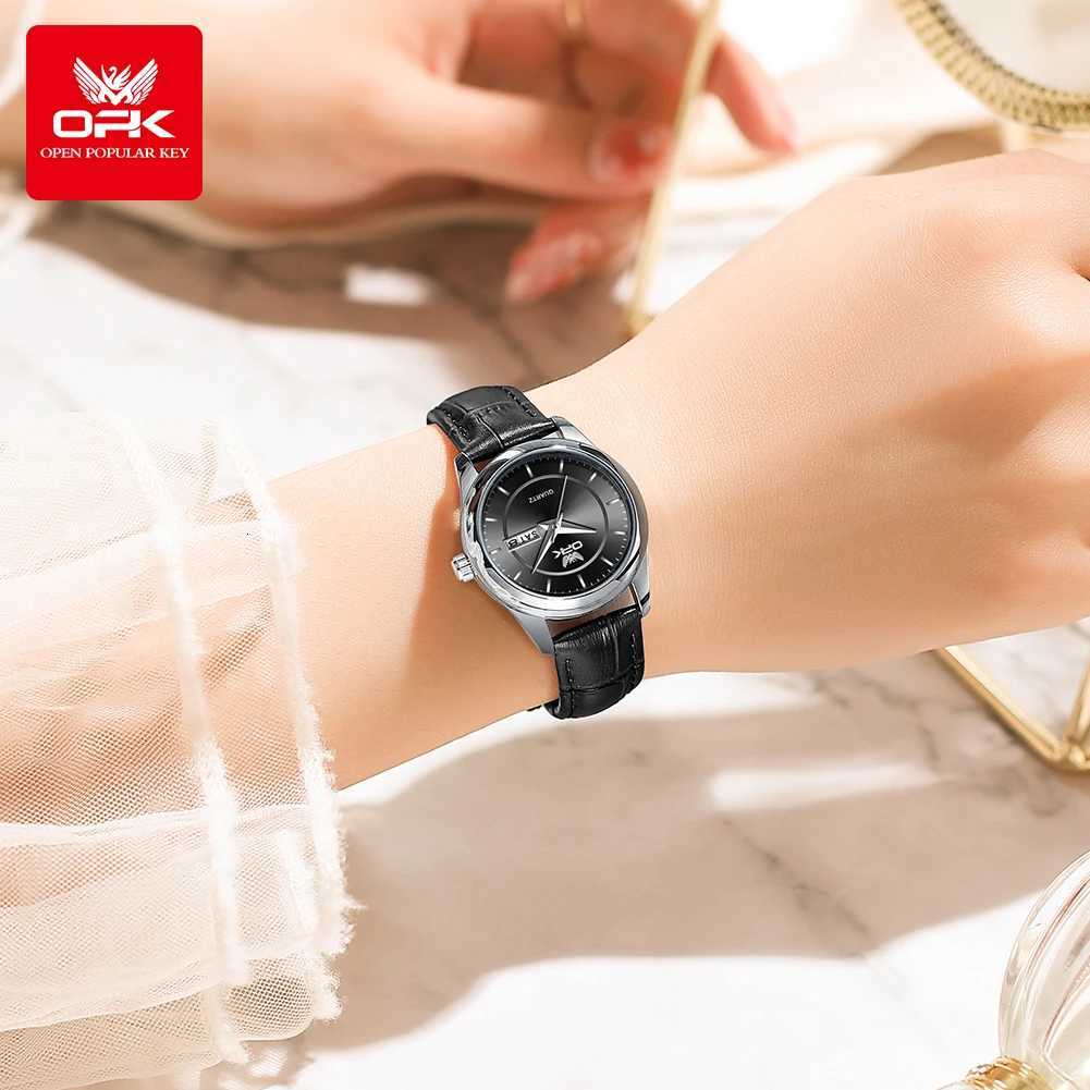 OPK 6022 Wens Watches Elegant Fashion Small Quartz Wristwatch for Ladies Waterproof Leather Strap Dual Cndar Display X250904