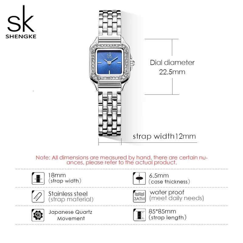 SHENGKE Elegant Silver Stainless Steel Wen Watches Fashion Small Dial Square Wans Quartz Wristwatches Ladies New Gift Clock X250904