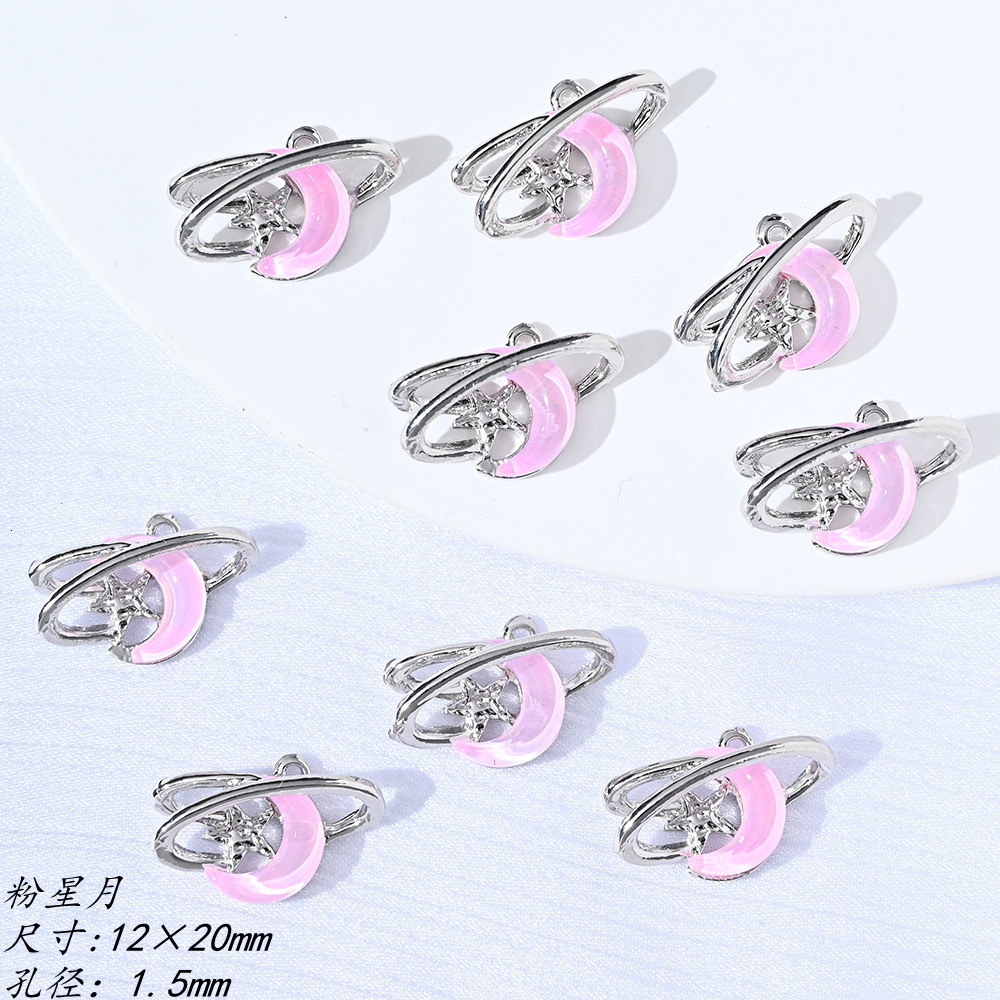 Alloy Pendant Inlaid With Diamonds Silver Jewelry Heart Wreath Moon Metal DIY Accessories Bracelet Necklace Designer Luxury Free Shipping Handmade Mat