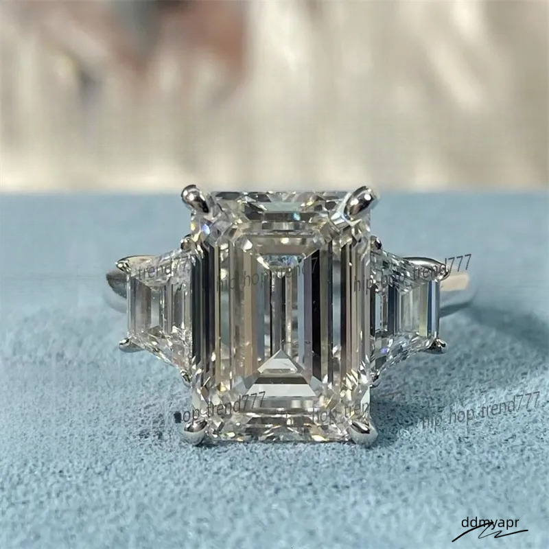 10K 14K White Gold IGI Certificated Lab Grown Dia 5Ct Vintage Engagement Emerald Ddmyday Cut Ring Ddmyday