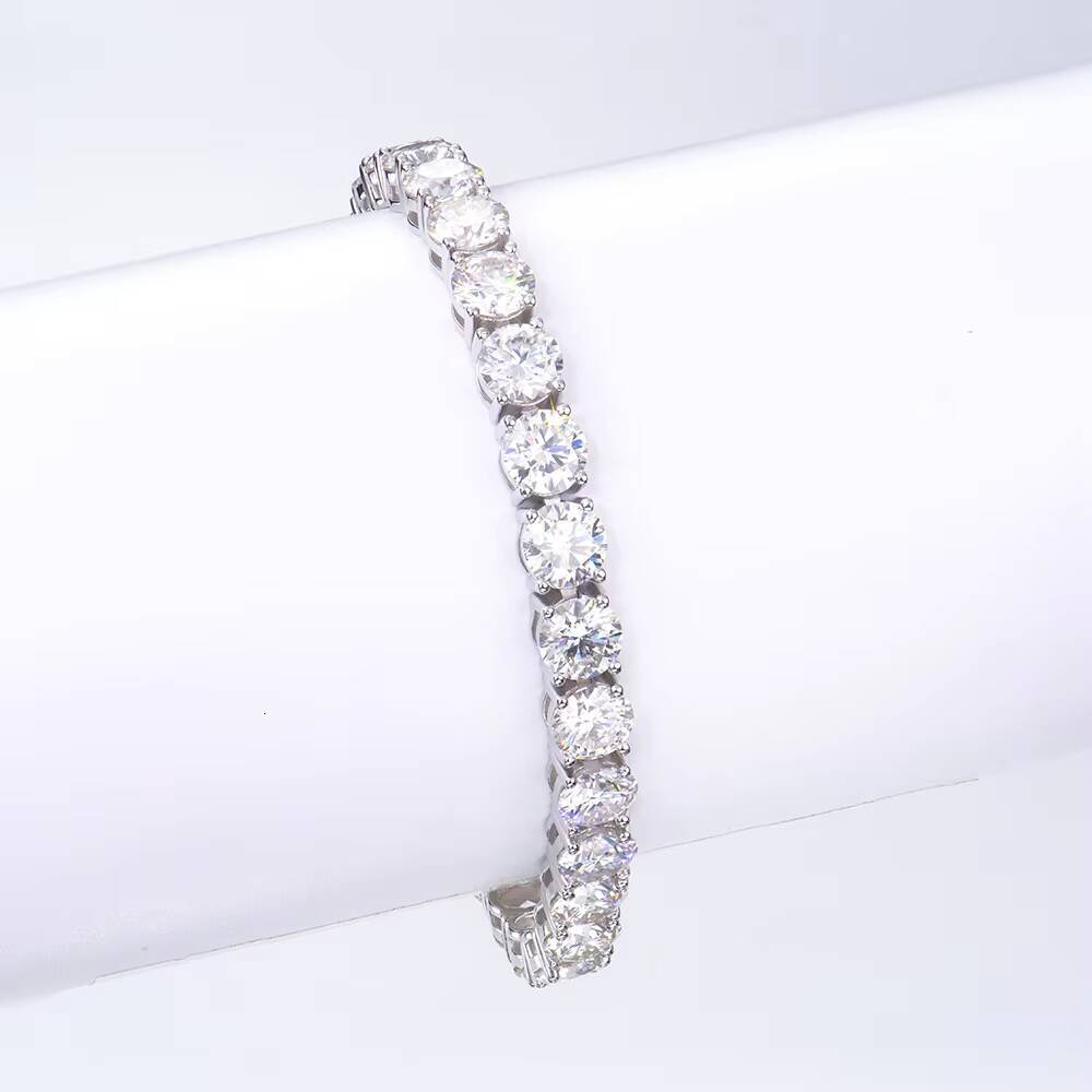 6mm Moissanite Tennis Bracelet Iced Out Hip Hop Jewelry 925 Sterling Silver Tennis Chain Moissanite with GRA Certificate