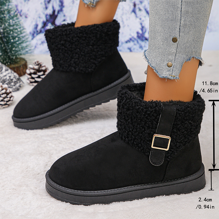 Flat-bottomed boots, women's shoes, cotton shoes, padded for warmth, snow boots