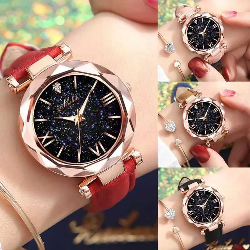 Fashion Wen Quartz Wristwatches Light Luxury High Grade Sparkling Water Rantic Starry Sky Watch for Wen Leather Watch X250904