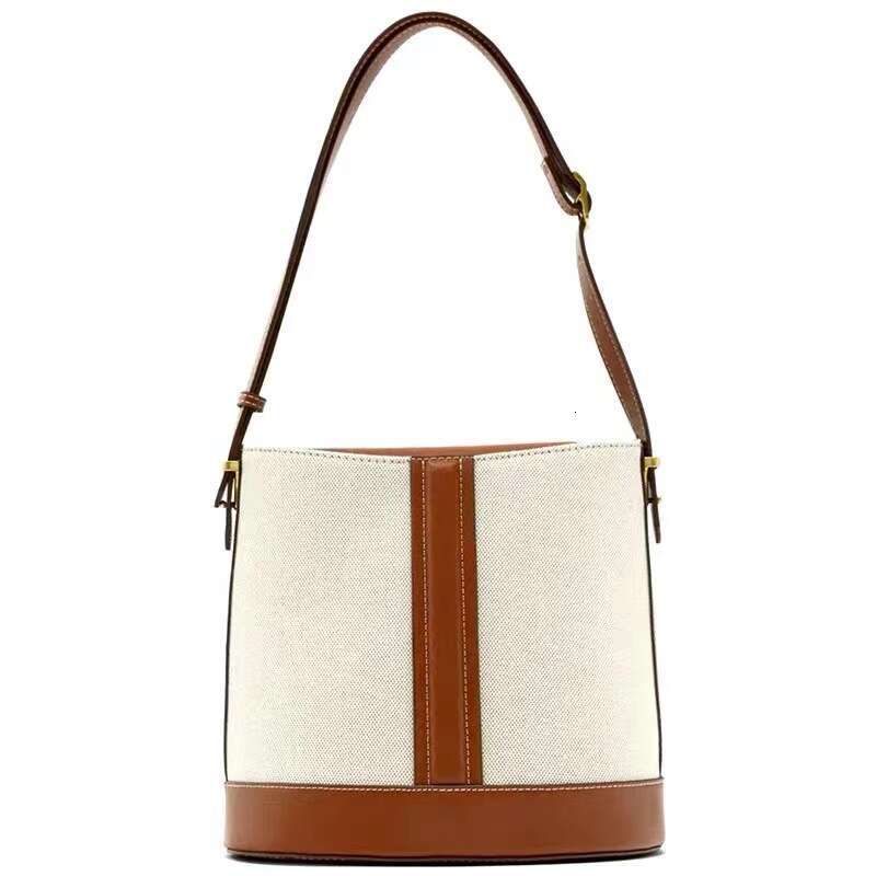 Luxury bag New Splicing Canvas Bucket Bag Simple Fashionable Versatile Large Capacity Cross Shoulder Handbag