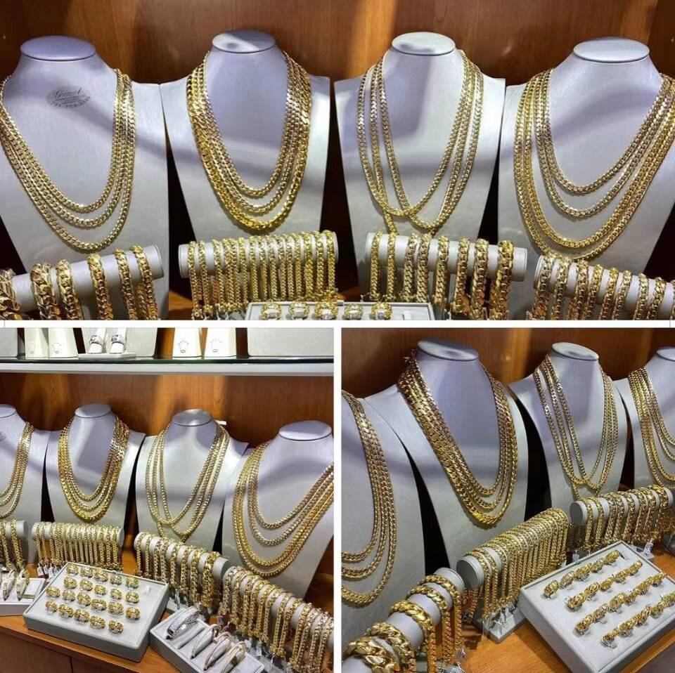 Cubana Hip Hop Jewelry Design Luxury Custom Solid 14K Real Yellow Gold Heavy Plain Miami Cuban Curb Link Chain for Men