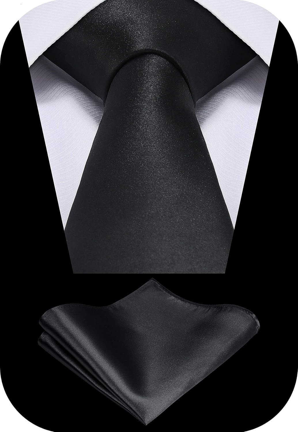 TIE G 5pcs Tie Set in WHITE OR BLACK GIFT BOX Solid Color Necktie Satin Bow Tie Pocket Square Lapel Cuff LinksW250904