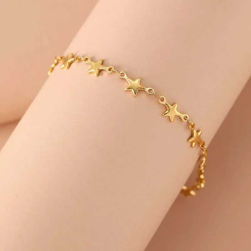 Stainless Steel Metal Star Chain Bracelets For Man Women Fashion Gold Silver Color Pentagram Pendant Bracelet Jewelry Gifts W250904