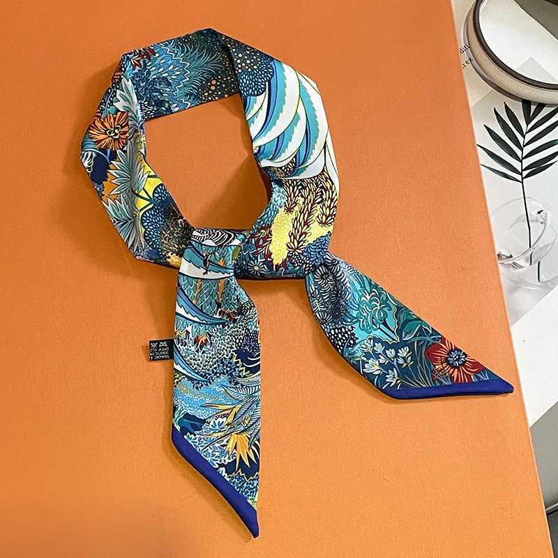 Summer Luxury Brand Jung Print Silk Scarf Hair Band Ribbon Tie Bag Small Scarves Vintage Satin Ribbon Decorate Accories G250904