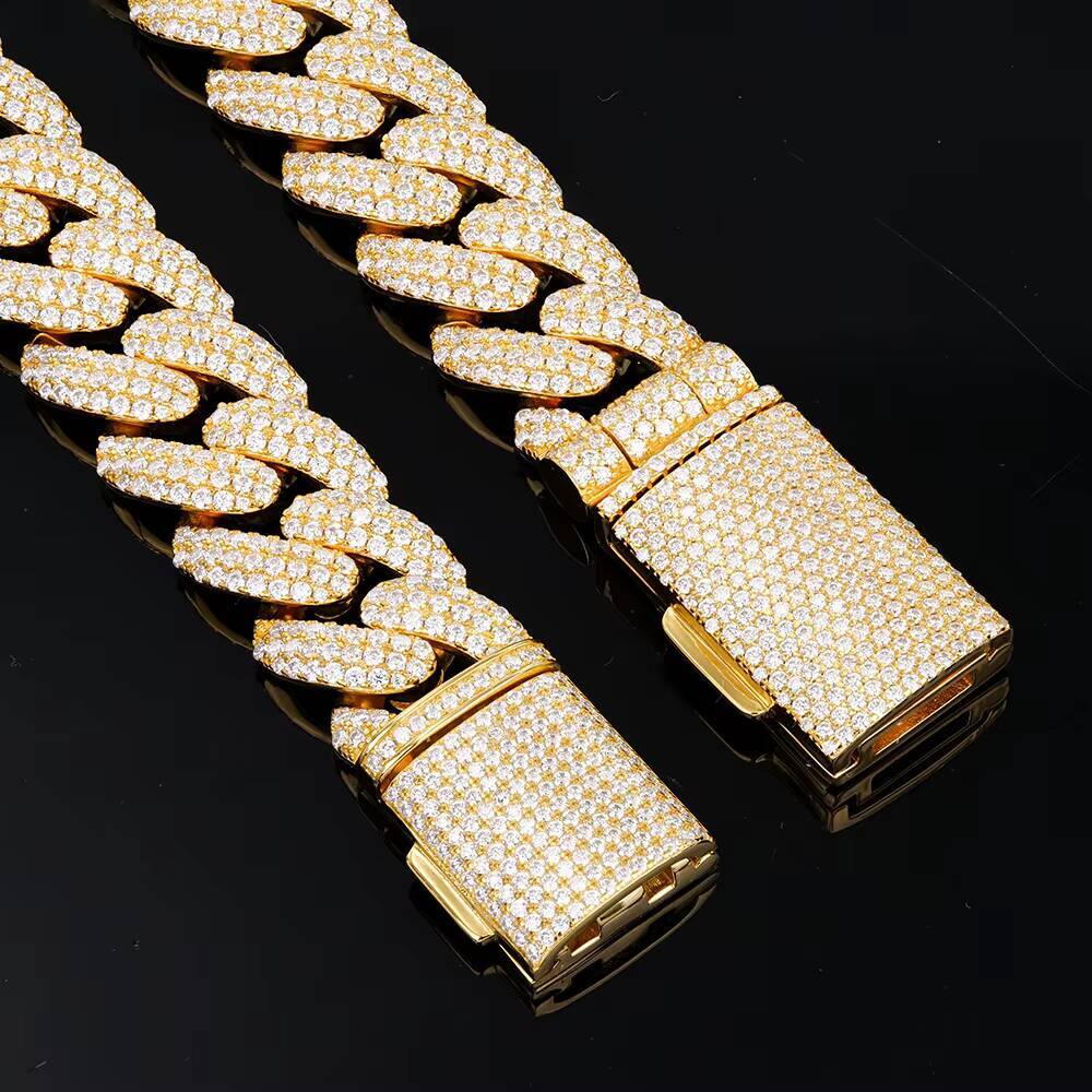 Wholesale 925 Sterling Silver Hip Hop Jewelry Moissanite Diamond Cuban Link Bracelet for Men with GRA Certificate