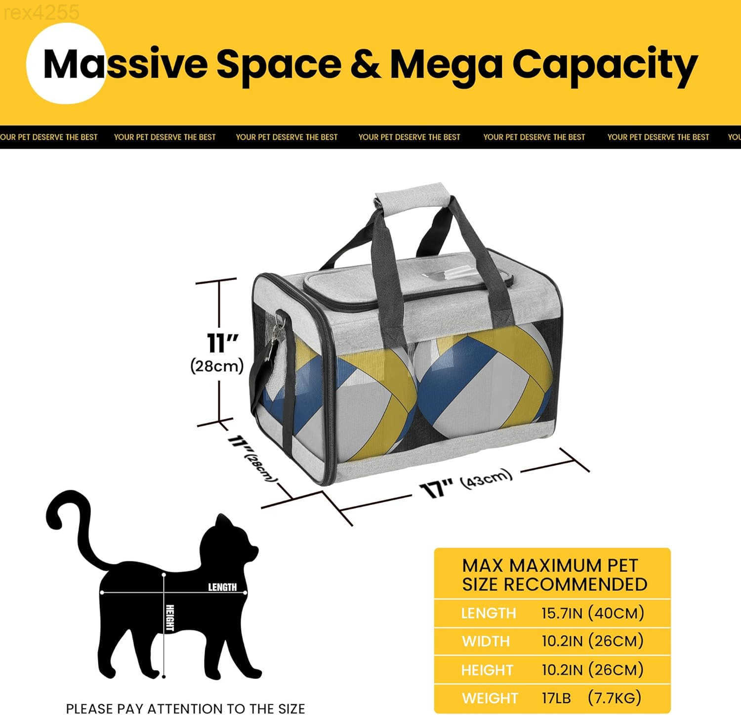Cat Carrier Airline Approved SoftSided Dog Carrier with Inner Safety Leash Pet Transport Carrier for SmallMedium Cats Puppies up to 15 Lbs Collapsible